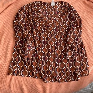 Women’s Blouse XL Brown, Purple, White and Cream